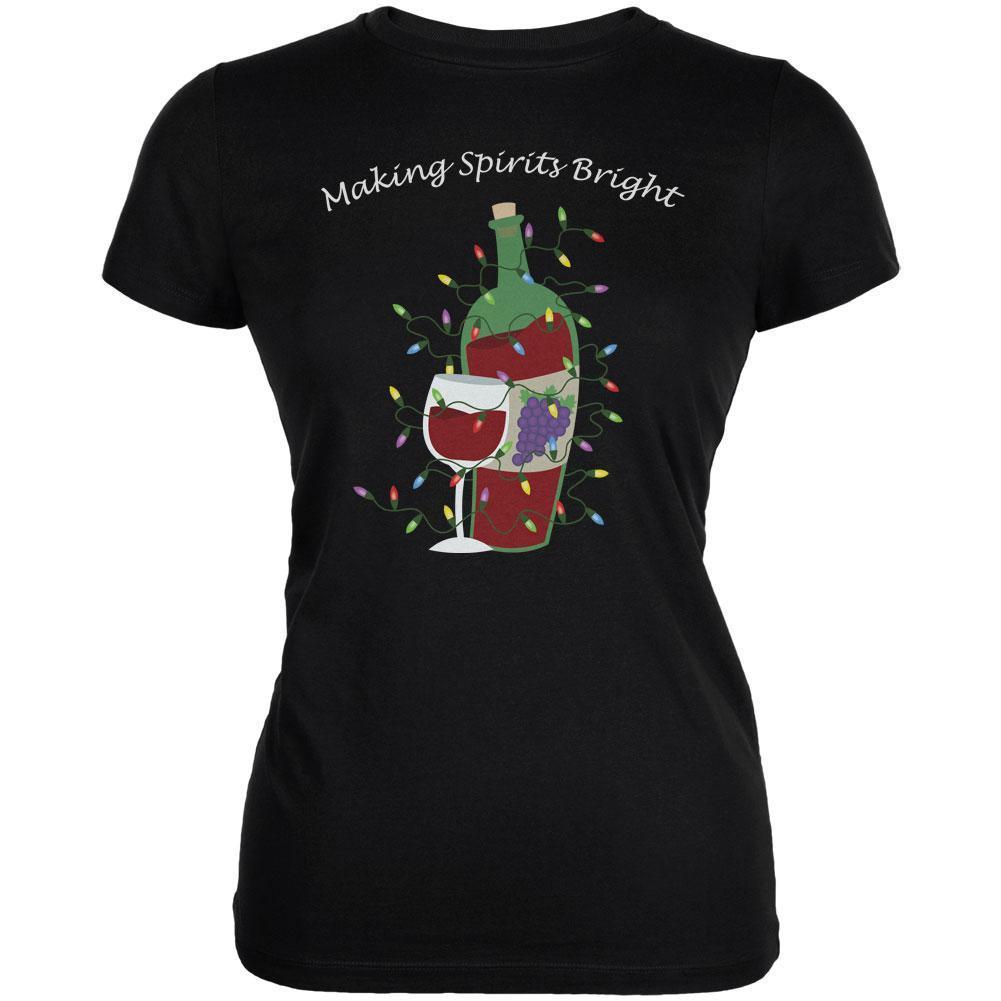 Christmas Making Spirits Bright Black Juniors Soft T-Shirt