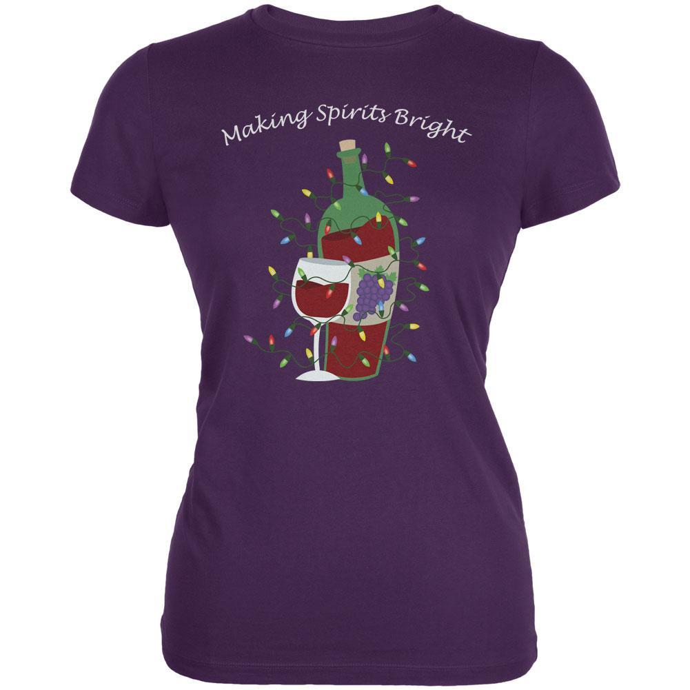 Christmas Making Spirits Bright Purple Juniors Soft T-Shirt