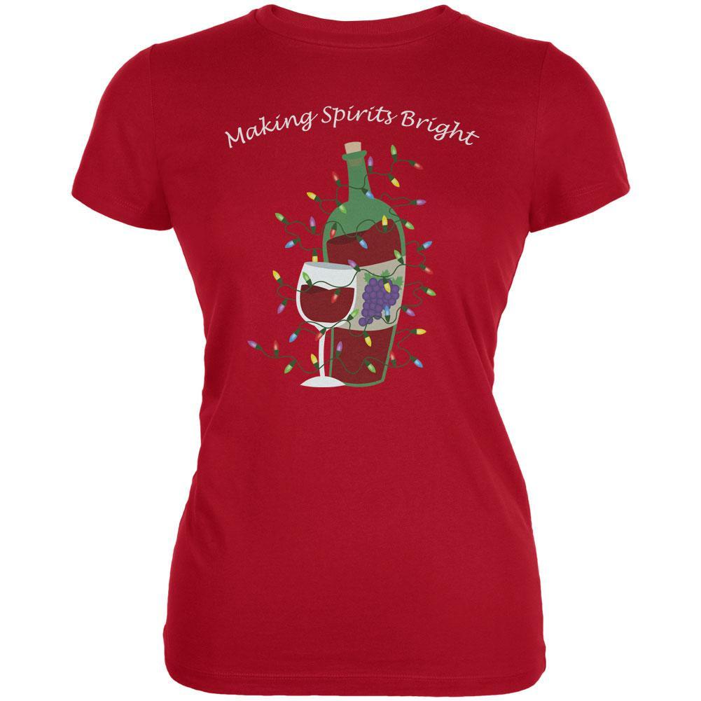 Christmas Making Spirits Bright Red Juniors Soft T-Shirt