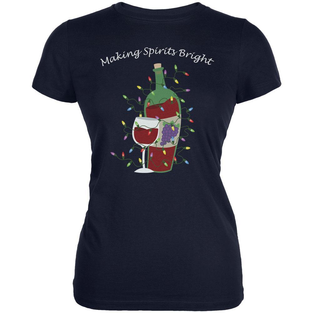 Christmas Making Spirits Bright Navy Juniors Soft T-Shirt