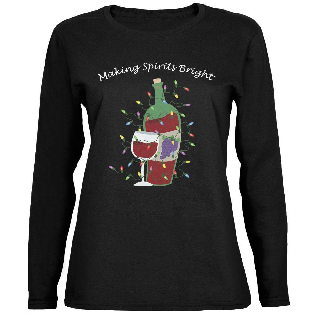 Christmas Making Spirits Bright Black Womens Long Sleeve T-Shirt