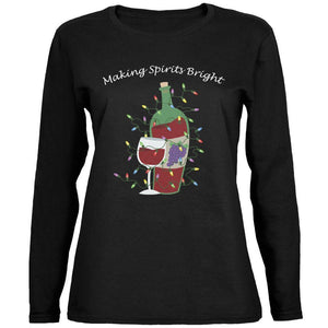 Christmas Making Spirits Bright Black Womens Long Sleeve T-Shirt