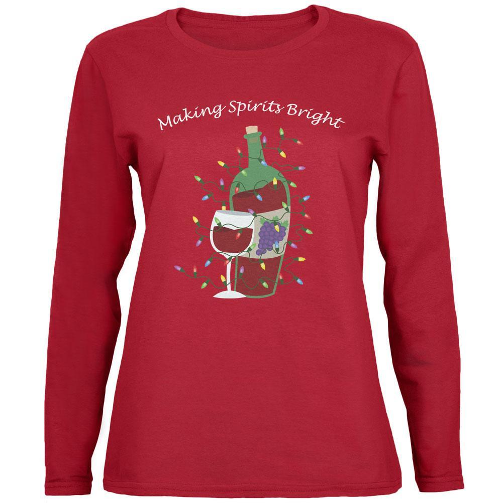 Christmas Making Spirits Bright Red Womens Long Sleeve T-Shirt