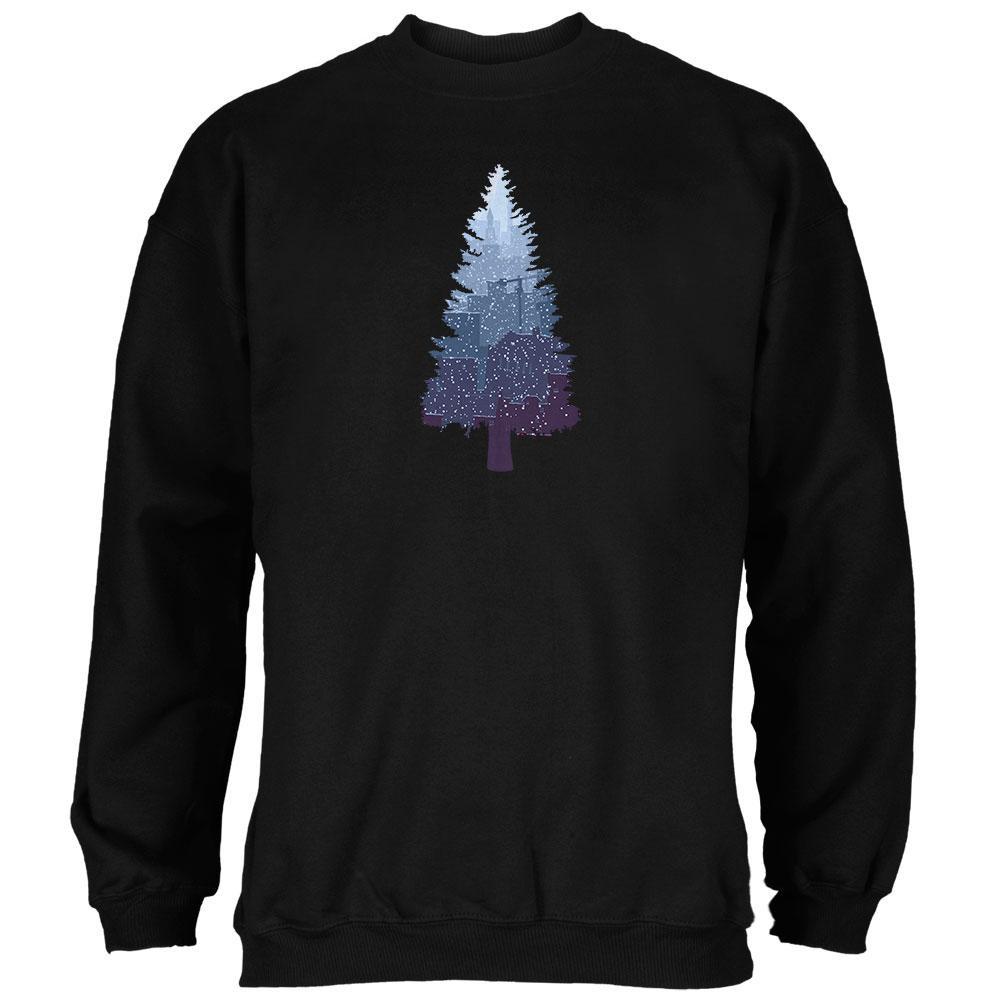 Christmas Tree Snowy City Black Adult Sweatshirt