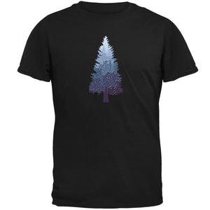 Christmas Tree Snowy City Black Adult T-Shirt