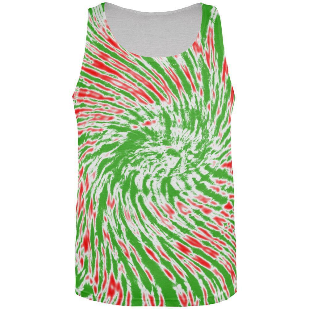 Christmas Tie Dye Red Green All Over Adult Tank Top