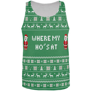 Christmas Where My Ho's At Ugly Sweater All Over Adult Tank Top