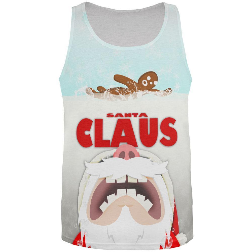 Christmas Santa Jaws Claus Horror All Over Adult Tank Top