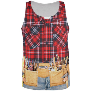 Halloween Plumber Flannel All Over Adult Tank Top