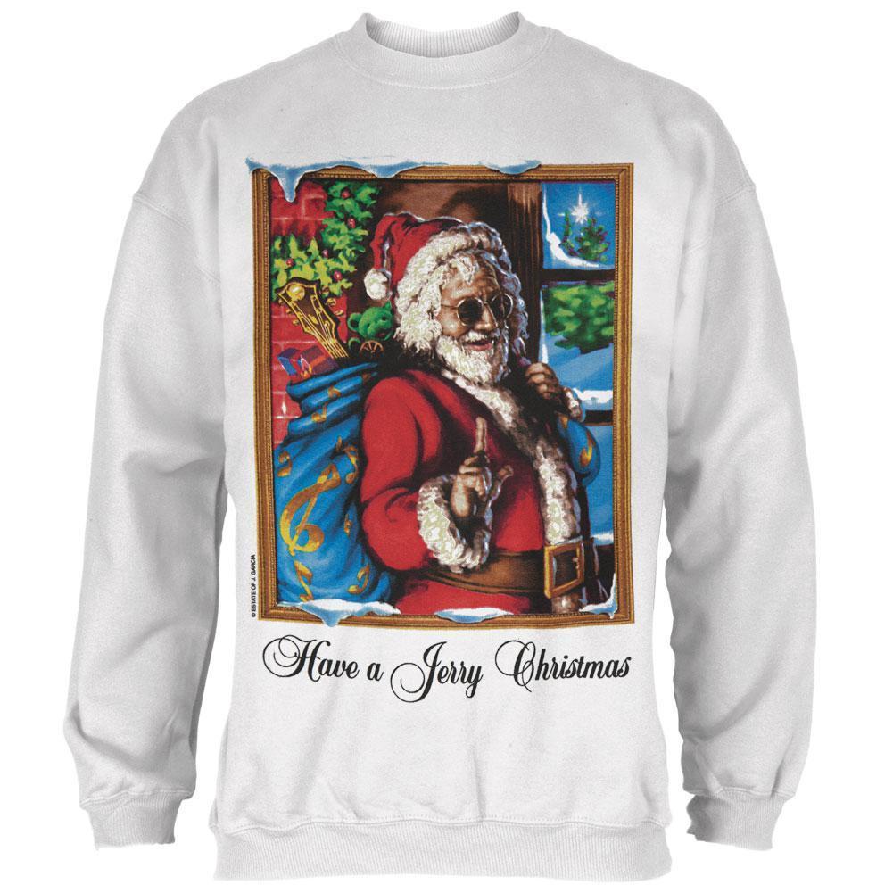 Grateful Dead - Jerry Garcia Christmas White Crew Neck Sweatshirt