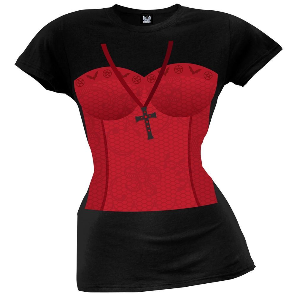 Sexy Vampire Costume Black Juniors T-Shirt