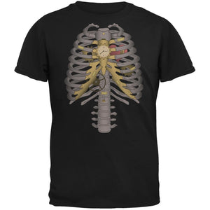Halloween Steampunk Mechanical Skeleton Costume Black Adult T-Shirt