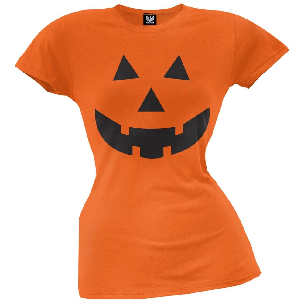 Halloween Jack-O-Lantern Face Juniors T-Shirt