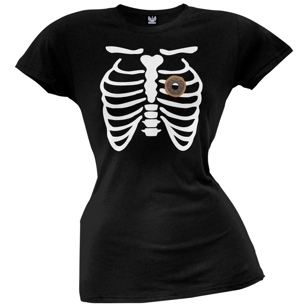 Halloween Donut Heart Skeleton Juniors T-Shirt