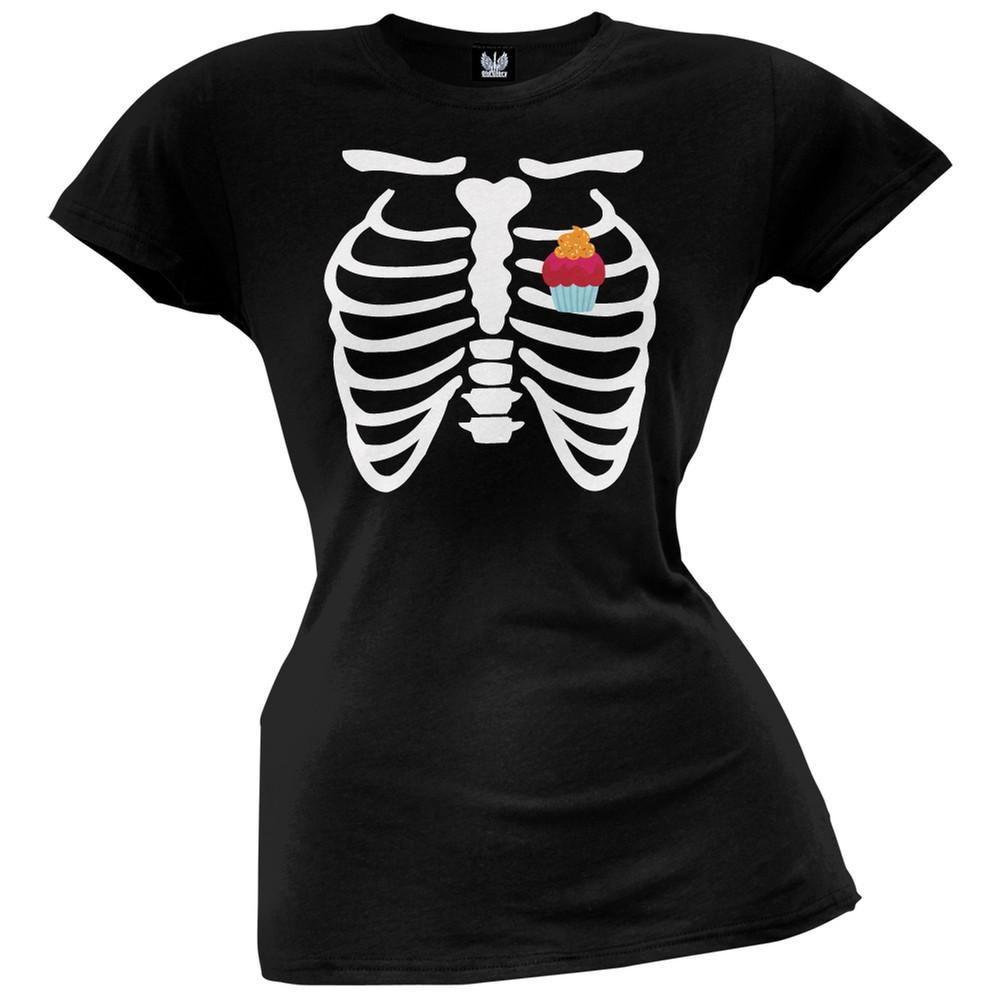 Halloween Cupcake Heart Skeleton Juniors Costume T-Shirt