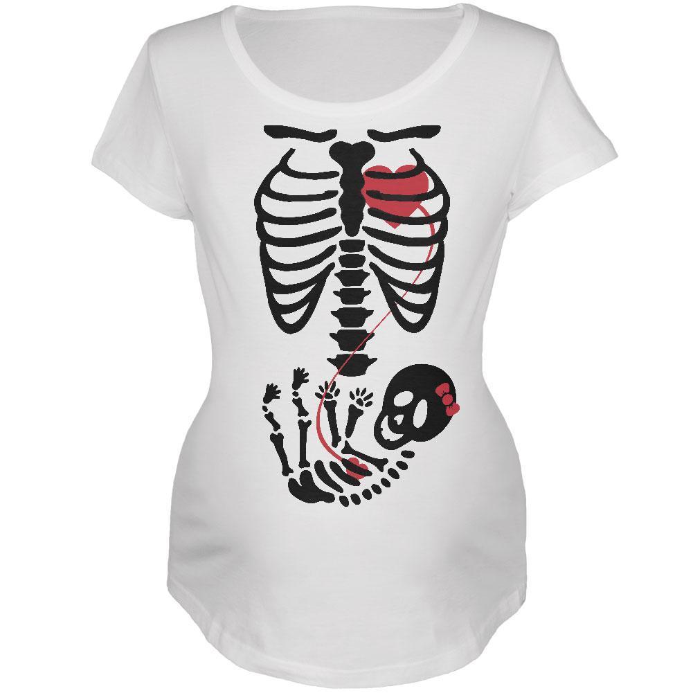 Halloween Baby Girl Skeleton Women's Maternity Costume White T-Shirt