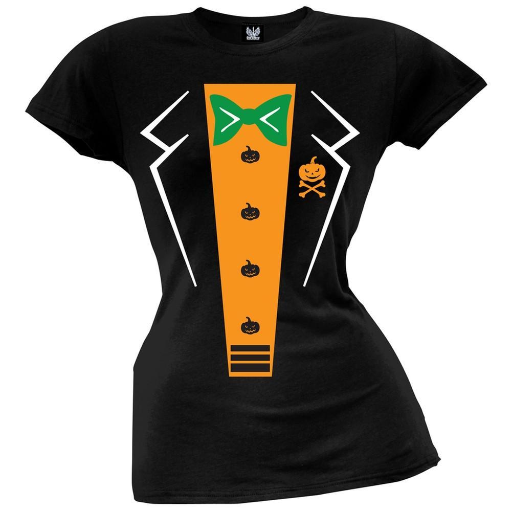 Pumpkin Tuxedo Costume Juniors T-Shirt