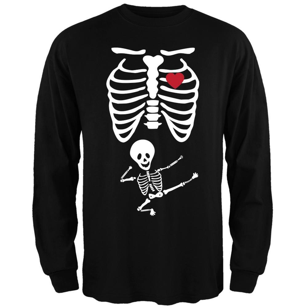 Kung Fu Baby Pregnant Skeleton Halloween Costume Long Sleeve T-Shirt