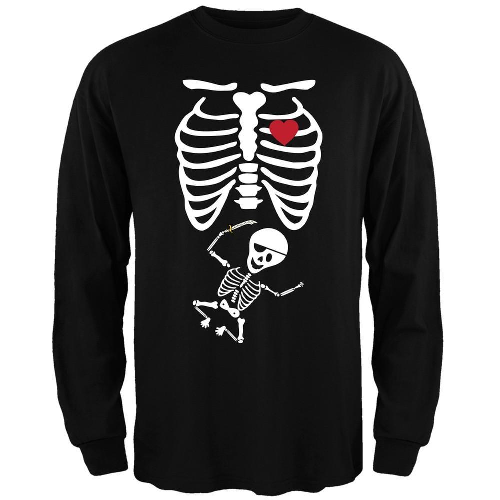 Pirate Baby Pregnant Skeleton Halloween Costume Long Sleeve T-Shirt