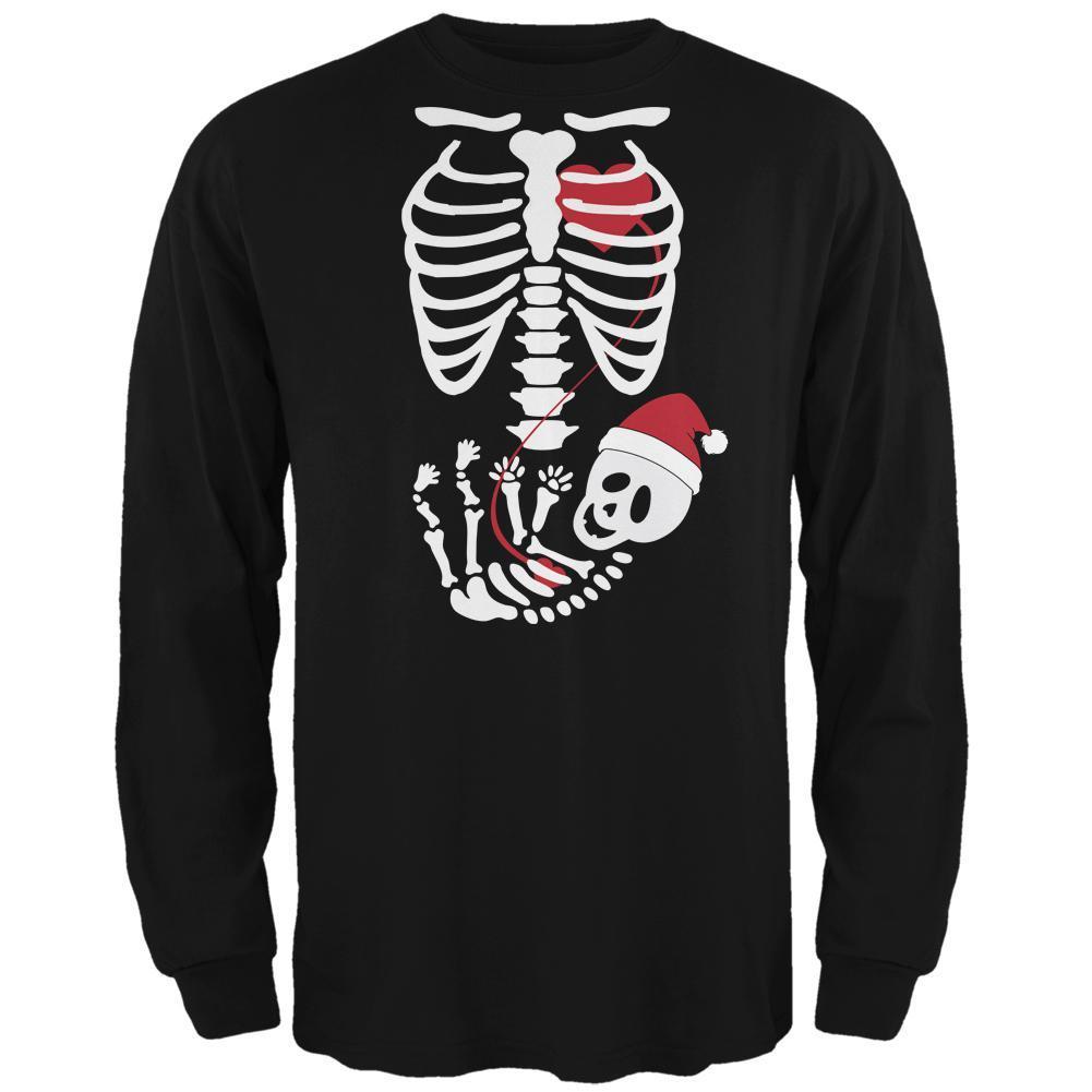 Santa Baby Pregnant Skeleton Halloween Costume Long Sleeve T-Shirt