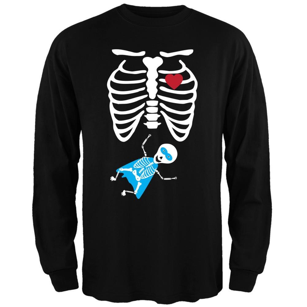 Superhero Baby Pregnant Skeleton Halloween Costume Long Sleeve T-Shirt