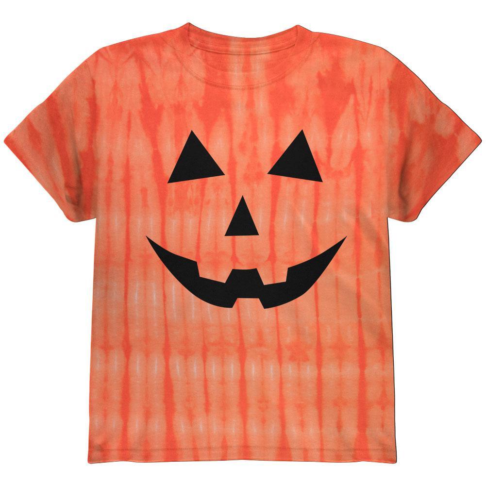 Halloween Jack-O-Lantern Classic Face Tie Dye Youth T-Shirt