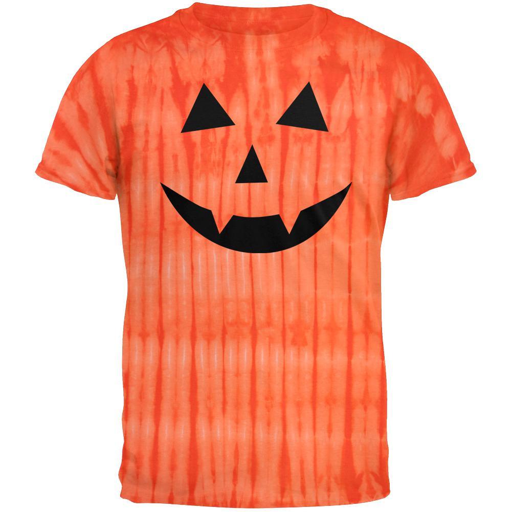 Halloween Jack-O-Lantern Fangs Face Tie Dye T-Shirt