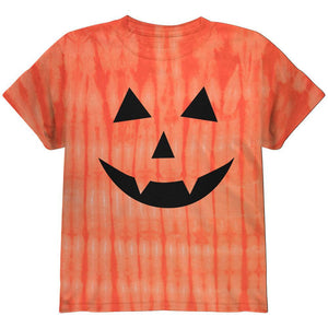 Halloween Jack-O-Lantern Fangs Face Tie Dye Youth T-Shirt