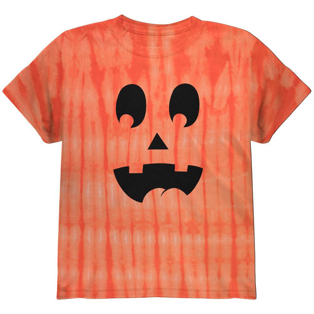 Halloween Jack-O-Lantern Surprised Face Tie Dye Youth T-Shirt