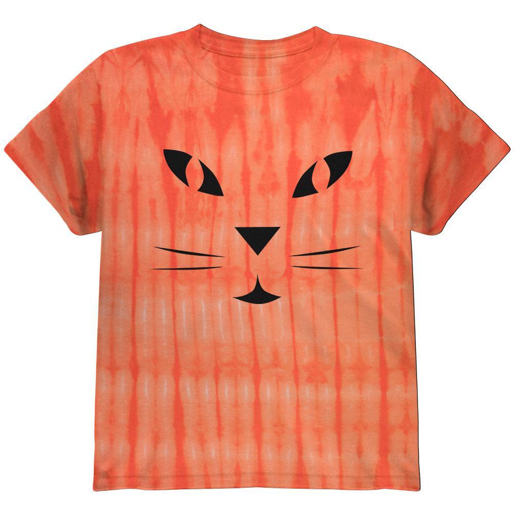 Halloween Jack-O-Lantern Cat Face Tie Dye Youth T-Shirt
