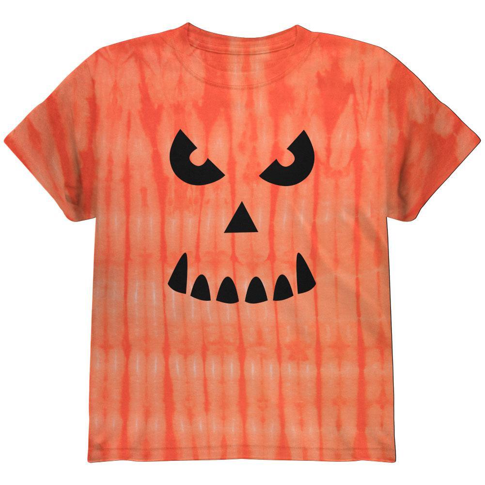 Halloween Jack-O-Lantern Spooky Face Tie Dye Youth T-Shirt