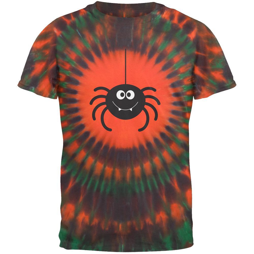 Happy Spider Halloween Orange Tie Dye Adult T-Shirt