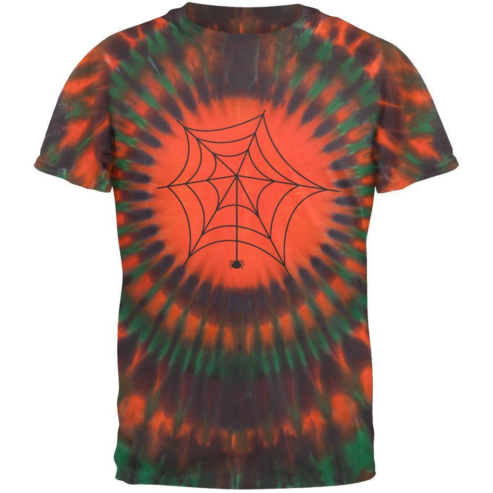 Spiderweb Halloween Orange Tie Dye Adult T-Shirt