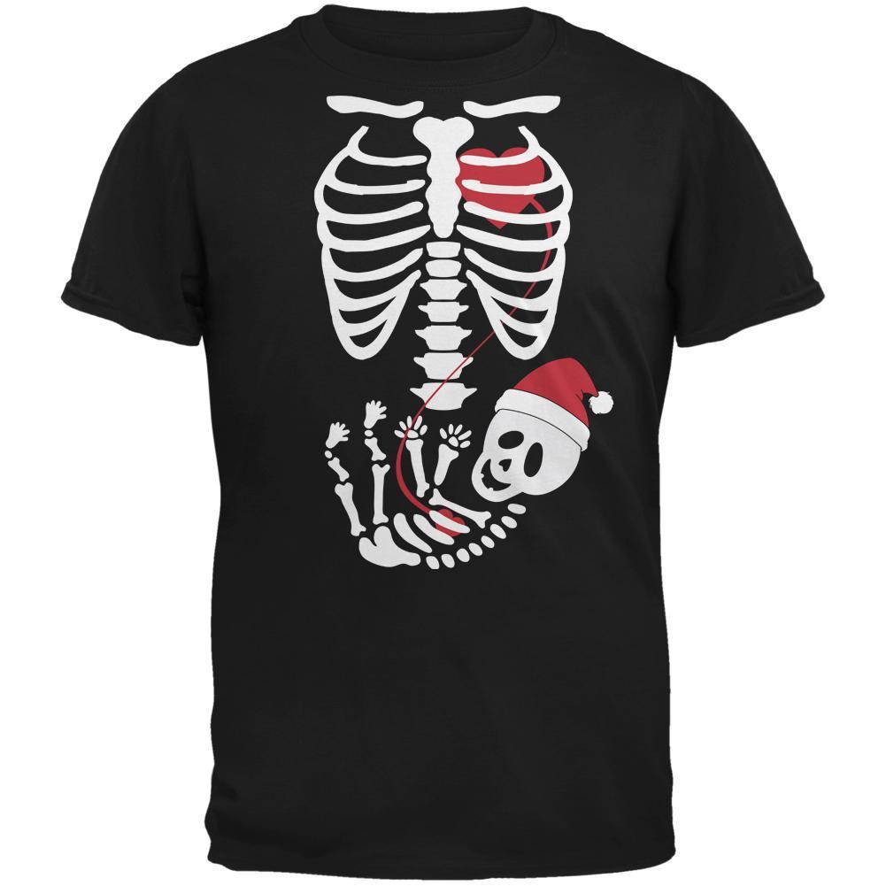 Santa Baby Pregnant Skeleton Halloween Costume T-Shirt