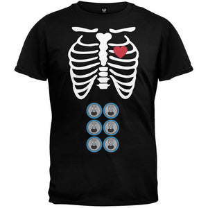 6 Pack Pregnant Skeleton Halloween Costume T-Shirt