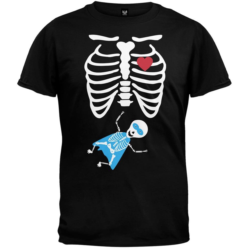 Superhero Pregnant Skeleton Halloween Costume T-Shirt