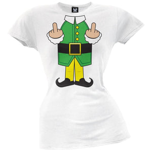 Elf Body Double Bird White Costume Juniors T-Shirt