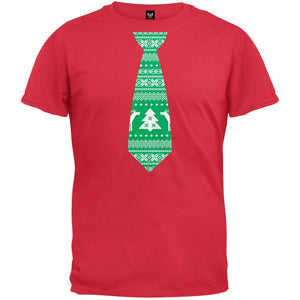 Ugly Christmas Sweater Tie Red Adult T-Shirt