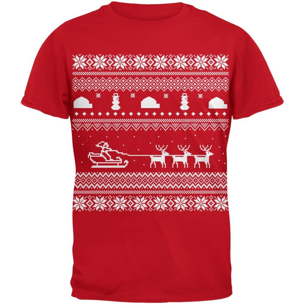 Santa Sleigh Ugly Christmas Sweater Red Youth T-Shirt
