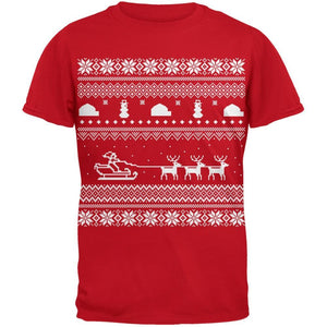 Santa Sleigh Ugly Christmas Sweater Red Youth T-Shirt
