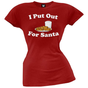 I Put Out For Santa Grey Juniors T-Shirt
