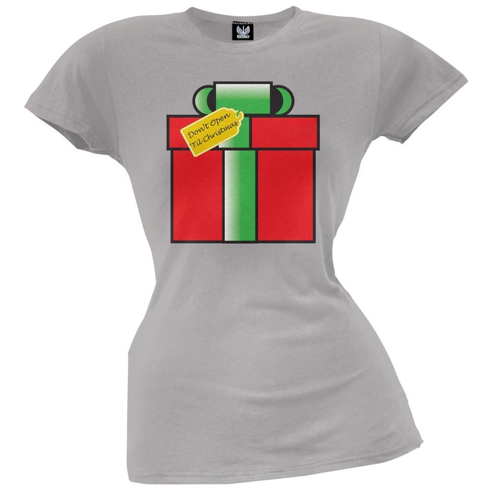 Don't Open 'Til Christmas Grey Juniors T-Shirt