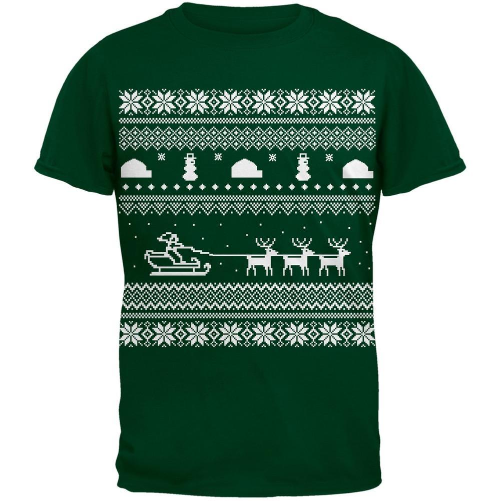 Santa Sleigh Ugly Christmas Sweater Red Youth T-Shirt