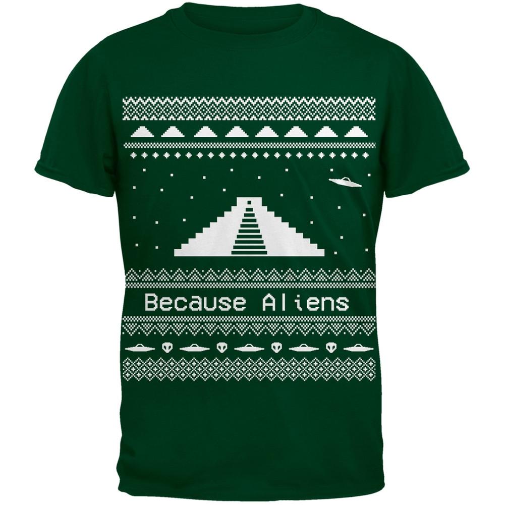 Ancient Aliens Ugly Christmas Sweater Green Youth T-Shirt