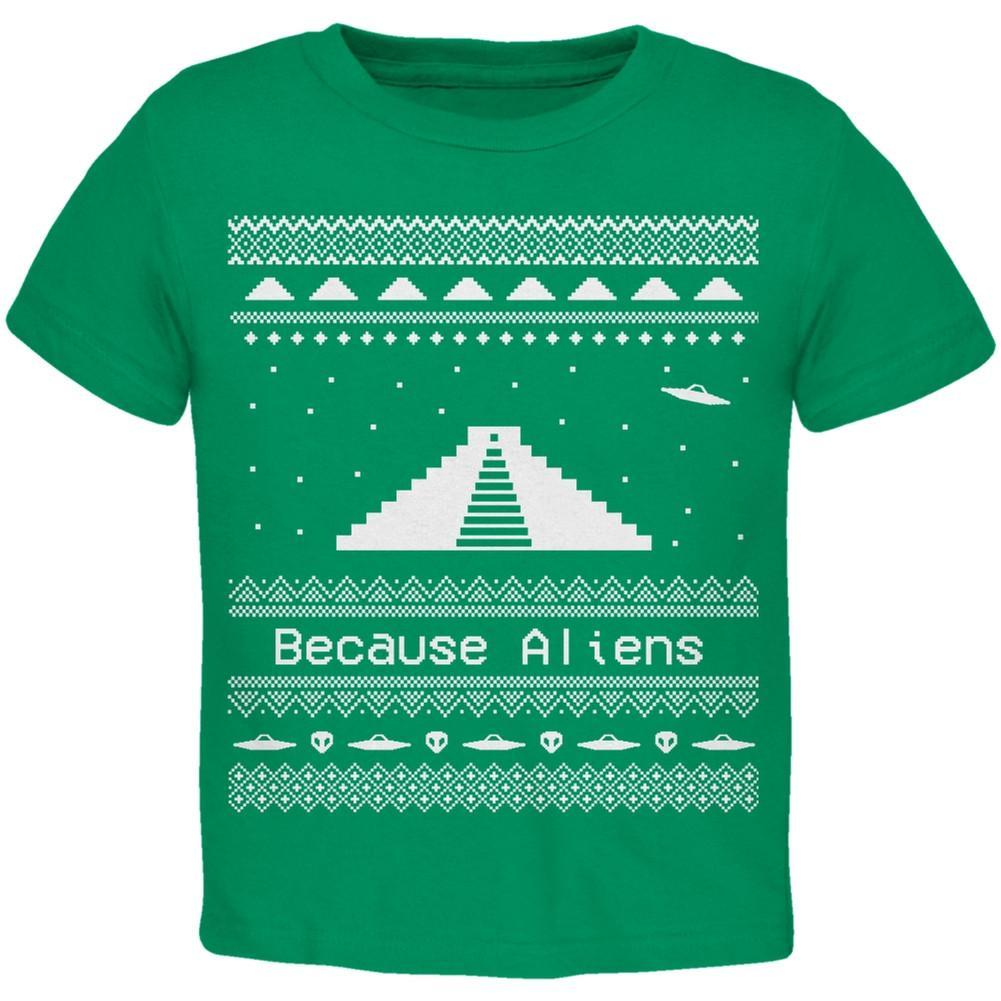 Ancient Aliens Ugly Christmas Sweater Green Toddler T-Shirt