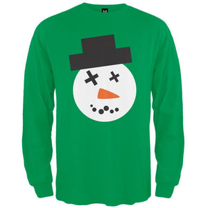 Snowman Face Ugly Christmas Sweater Black Adult Long Sleeve T-Shirt
