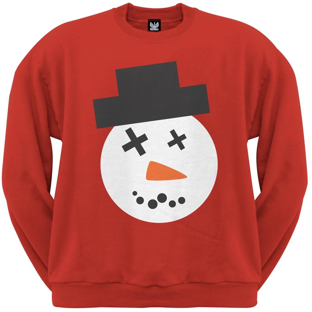Snowman Face Ugly Christmas Sweater Black Adult Sweatshirt