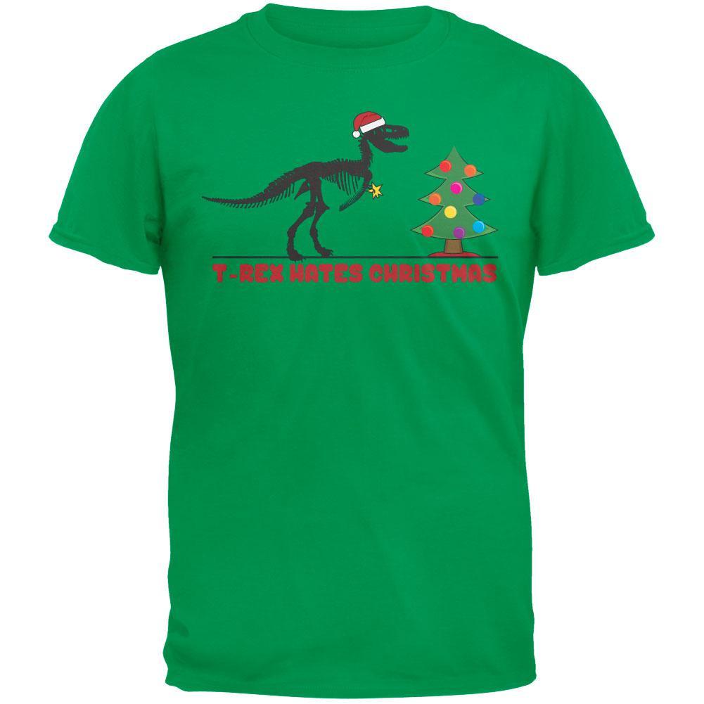 T-Rex Hates Christmas Trees Green T-Shirt
