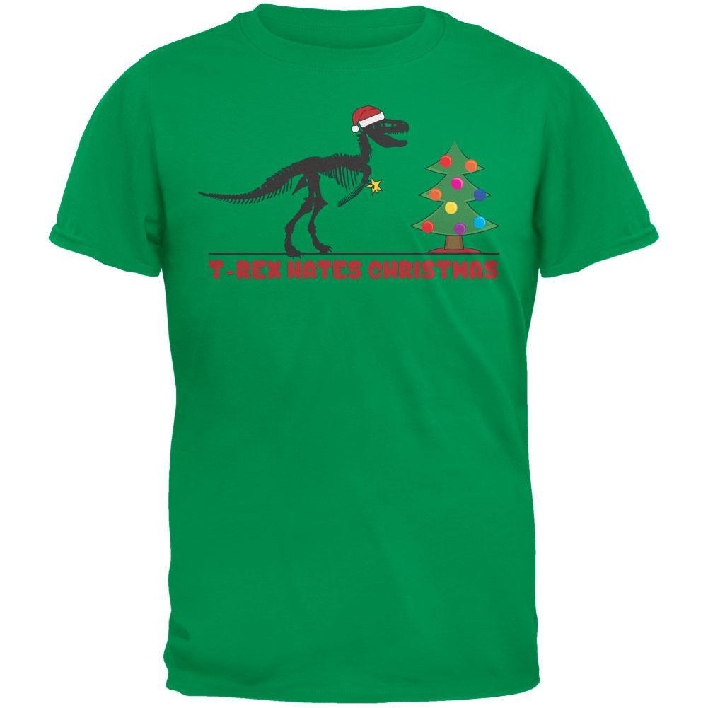 T-Rex Hates Christmas Trees Green Youth T-Shirt