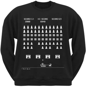 Classic Arcade Game Ugly Christmas Sweater Black Crew Neck Sweatshirt